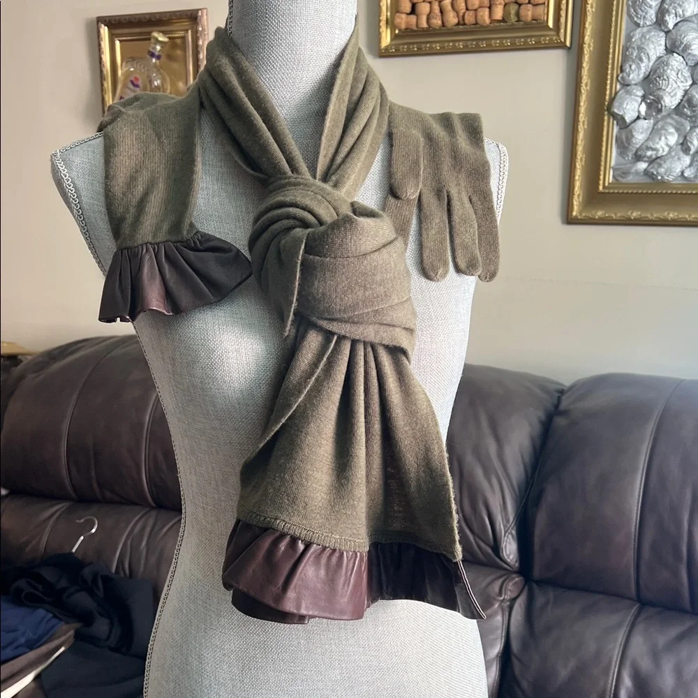 Dior Olive and Brown Scarf Set